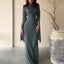 Satin Solid Robe Dress;Slim Evening Dress; Elegant Batwing Sleeves