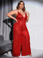 Chic and Elegant Women Jumpsuit; Plus Size; Sequin Wide Leg