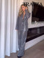 2 Piece Suit Long Sleeves Lapel Pocket; Sequins; Blazer and High Waist Pant