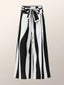 Black and White Striped; High Waist Wide Leg Trousers