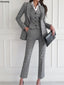 3 Piece Blazer Suit Women Business Formal Outfits Vintage Notched Lapel Jackets Button Vest Pants Set