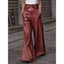 Faux Leather; High Waisted Wide Leg Trousers