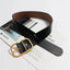 Leather Wide Belt; Gold metal Square Buckle