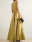 Solid Color Jumpsuit Round Neck Sleeveless High Waisted Wide Leg Pants One-piece Suit