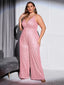 Chic and Elegant Women Jumpsuit; Plus Size; Sequin Wide Leg