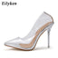 Transparent Stilettos Heels; Point Toe; Silver Shoes