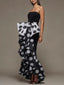 Polka-Dot Ruffled Strapless Dress; Elegant Bow; Evening Dress