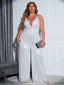 Chic and Elegant Women Jumpsuit; Plus Size; Sequin Wide Leg