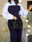 Work Suit Lapel Collar Long Sleeve; High Waist Loose Overalls; Wide Leg Jumpsuit