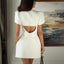 Elegant Back Bow Solid Mini Dress