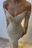 Mermaid Evening Dress; Strapless Pearl Sequined