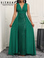 Elegant Green Sequin Dress; Satin Strap Sleeveless; Split at the Thigh