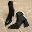 Winter High Heel Chunky Ankle Boots; Pointed Toe