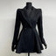 French Style Waist Slimming Wool Blend Suit Coat; Mid Length