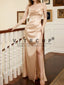 Fitted Satin Party Long Dress With Corset