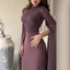 Satin Solid Robe Dress;Slim Evening Dress; Elegant Batwing Sleeves