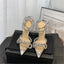CHMURY Silver Heels For Women Luxury Pointed Toe Wedding Shoes For Bride Low Heels Fancy Pumps Graduation High Heels