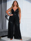 Chic and Elegant Women Jumpsuit; Plus Size; Sequin Wide Leg