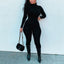 Black Turtleneck; Long Sleeve Bodycon Jumpsuit
