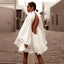 Backless Mini Dress; Solid Color; Flared Sleeves High-Neck Party Dress