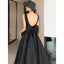 Backless Gown with Bow; Satin Party Dresses