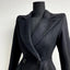 French Style Waist Slimming Wool Blend Suit Coat; Mid Length