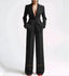 Single Button Blazer Wide Leg Pant Suit