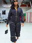 Cargo Jumpsuit; Solid Zipper Fly; Big Pockets