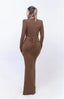 Glitter Deep V Neck; Long Sleeve Ruched Bodycon Dress