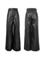 Faux Leather; High Waisted Wide Leg Trousers