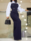 Work Suit Lapel Collar Long Sleeve; High Waist Loose Overalls; Wide Leg Jumpsuit