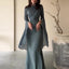 Satin Solid Robe Dress;Slim Evening Dress; Elegant Batwing Sleeves