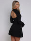 Long Sleeve; Backless Mini Dress; O Neck High Waist A-line