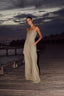 Solid Color Women Casual Backless Pleated Jumpsuit