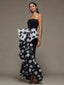 Polka-Dot Ruffled Strapless Dress; Elegant Bow; Evening Dress