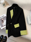 Casual Fashion Blazer; Patchwork; Long Sleeve