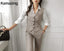 3 Piece Blazer Suit Women Business Formal Outfits Vintage Notched Lapel Jackets Button Vest Pants Set