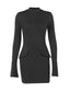 Autumn Mini Dress; Long Sleeves Solid Bodycon Dress