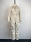 Cargo Jumpsuit; Solid Zipper Fly; Big Pockets