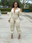 Front Pocket; Zipper Fly; Long Sleeve; Cargo Jumpsuit; Style One Piece Suit