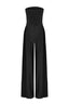 Solid Color Women Casual Backless Pleated Jumpsuit