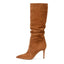 High-heeled Knee High Boots; Pointed Toe Oversized Slouch Boots