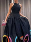 Elegant Party; Evening Maxi Dress; Rainbow Printed Hollowed; High Waist A-line Long Dress