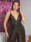 Chic and Elegant Women Jumpsuit; Plus Size; Sequin Wide Leg