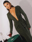 Glitter Deep V Neck; Long Sleeve Ruched Bodycon Dress