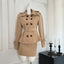 Slim Double Breasted Solid Blazer Coat; Mini Skirt -Two-piece Set