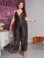 Chic and Elegant Women Jumpsuit; Plus Size; Sequin Wide Leg