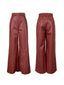 Faux Leather; High Waisted Wide Leg Trousers