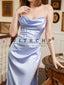 Fitted Satin Party Long Dress With Corset