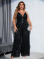 Chic and Elegant Women Jumpsuit; Plus Size; Sequin Wide Leg